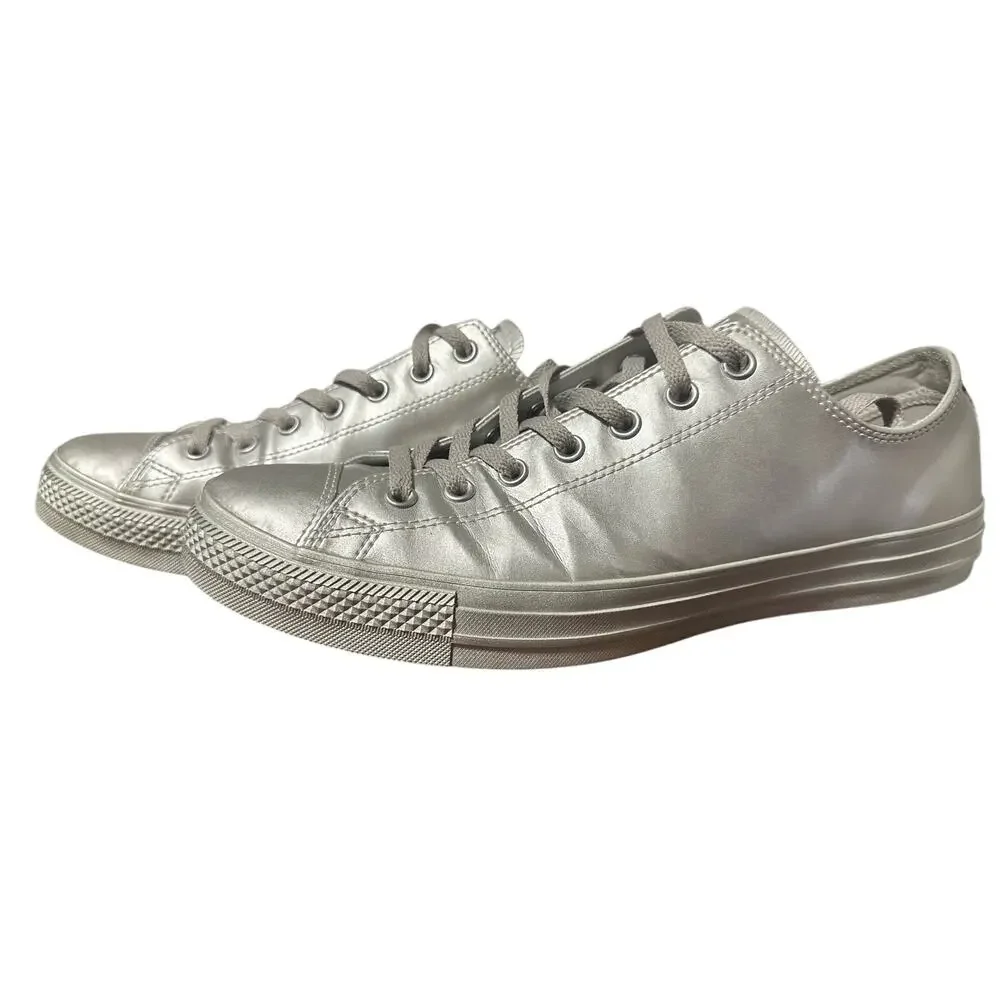 Converse Chuck Taylor All Star Ox Metallic Silver 157663C Mens sneakers size 12 - Picture 2 of 10